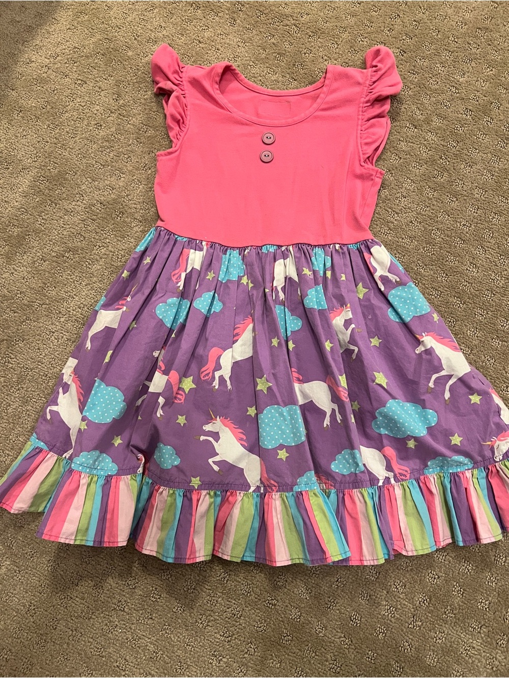 Eleanor Rose Pink & Purple Unicorn Rhonda Dress